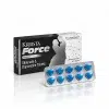 Krrista Force 商品主圖,黑銀藥盒與藍色愛心藥錠鋁箔板白底倒影展示