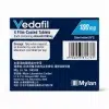 威達挺 Vedafil 100mg 藥盒背面,含用法提示、條碼、製造資訊與 Mylan 標示